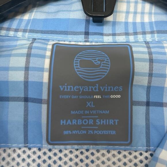 Vineyard Vines Blue Plaid Harbor Button Down Shirt XL Fishing Outdoor - Picture 9 of 13